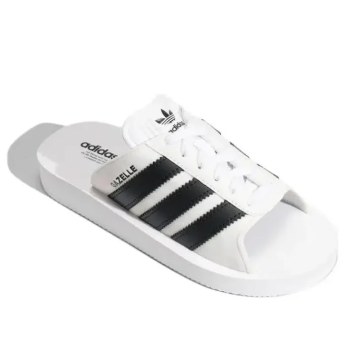 Párové plážové pantofle Adidas Gazelle „White Black“