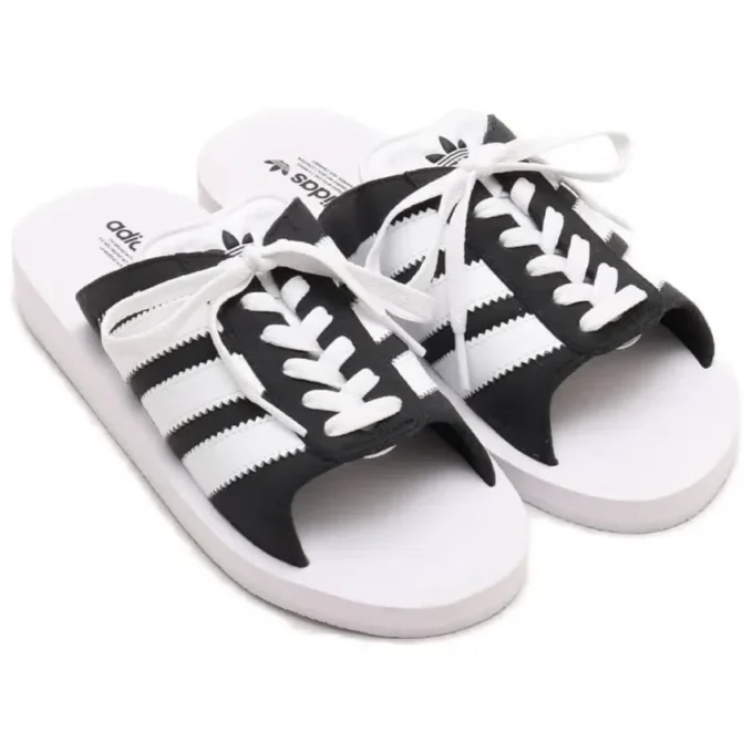 Párové plážové pantofle Adidas Gazelle „White Black“
